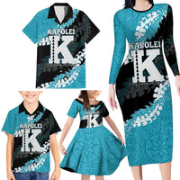 Personalized Kapolei Hawaii High School Family Matching Long Sleeve Bodycon Dress and Hawaiian Shirt Puakenikeni Lei Hawaiian Pattern - Polynesian Pride