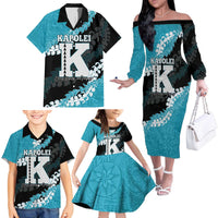 Personalized Kapolei Hawaii High School Family Matching Off The Shoulder Long Sleeve Dress and Hawaiian Shirt Puakenikeni Lei Hawaiian Pattern - Polynesian Pride
