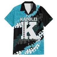 Personalized Kapolei Hawaii High School Family Matching Off The Shoulder Long Sleeve Dress and Hawaiian Shirt Puakenikeni Lei Hawaiian Pattern LT14 Dad's Shirt - Short Sleeve Teal - Polynesian Pride