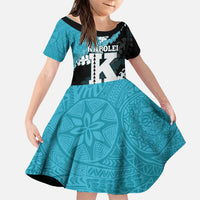 Personalized Kapolei Hawaii High School Family Matching Puletasi and Hawaiian Shirt Puakenikeni Lei Hawaiian Pattern LT14 Daughter's Dress Teal - Polynesian Pride