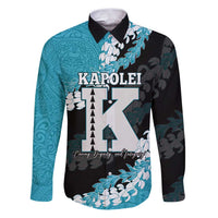Personalized Kapolei Hawaii High School Family Matching Puletasi and Hawaiian Shirt Puakenikeni Lei Hawaiian Pattern LT14 Dad's Shirt - Long Sleeve Teal - Polynesian Pride