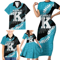 Personalized Kapolei Hawaii High School Family Matching Short Sleeve Bodycon Dress and Hawaiian Shirt Puakenikeni Lei Hawaiian Pattern LT14 - Polynesian Pride