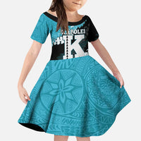 Personalized Kapolei Hawaii High School Family Matching Summer Maxi Dress and Hawaiian Shirt Puakenikeni Lei Hawaiian Pattern LT14 Daughter's Dress Teal - Polynesian Pride