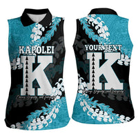 Personalized Kapolei Hawaii High School Women Sleeveless Polo Shirt Puakenikeni Lei Hawaiian Pattern - Polynesian Pride