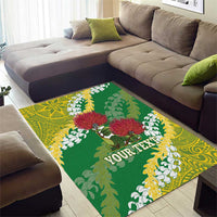 Personalized Leilehua Hawaii High School Area Rug Puakenikeni Lei Hawaiian Pattern - Polynesian Pride