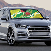 Personalized Leilehua Hawaii High School Auto Sun Shade Puakenikeni Lei Hawaiian Pattern - Polynesian Pride