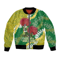 Personalized Leilehua Hawaii High School Bomber Jacket Puakenikeni Lei Hawaiian Pattern LT14 Unisex Green - Polynesian Pride