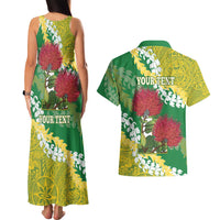 Personalized Leilehua Hawaii High School Couples Matching Tank Maxi Dress and Hawaiian Shirt Puakenikeni Lei Hawaiian Pattern LT14 - Polynesian Pride