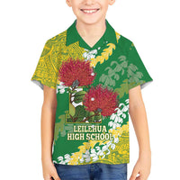 Personalized Leilehua Hawaii High School Family Matching Mermaid Dress and Hawaiian Shirt Puakenikeni Lei Hawaiian Pattern LT14 Son's Shirt Green - Polynesian Pride
