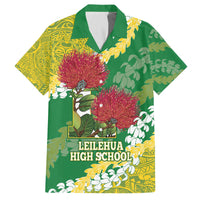 Personalized Leilehua Hawaii High School Family Matching Off The Shoulder Long Sleeve Dress and Hawaiian Shirt Puakenikeni Lei Hawaiian Pattern LT14 Dad's Shirt - Short Sleeve Green - Polynesian Pride