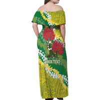Personalized Leilehua Hawaii High School Family Matching Off Shoulder Maxi Dress and Hawaiian Shirt Puakenikeni Lei Hawaiian Pattern - Polynesian Pride