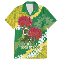 Personalized Leilehua Hawaii High School Family Matching Puletasi and Hawaiian Shirt Puakenikeni Lei Hawaiian Pattern LT14 Dad's Shirt - Short Sleeve Green - Polynesian Pride