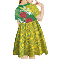 Personalized Leilehua Hawaii High School Kid Short Sleeve Dress Puakenikeni Lei Hawaiian Pattern - Polynesian Pride
