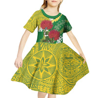 Personalized Leilehua Hawaii High School Kid Short Sleeve Dress Puakenikeni Lei Hawaiian Pattern LT14 - Polynesian Pride