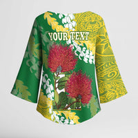 Personalized Leilehua Hawaii High School Kimono Sleeve Blouse Puakenikeni Lei Hawaiian Pattern - Polynesian Pride