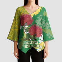 Personalized Leilehua Hawaii High School Kimono Sleeve Blouse Puakenikeni Lei Hawaiian Pattern - Polynesian Pride