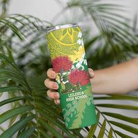 Personalized Leilehua Hawaii High School Skinny Tumbler Puakenikeni Lei Hawaiian Pattern - Polynesian Pride