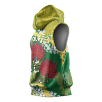 Personalized Leilehua Hawaii High School Sleeveless Hoodie Puakenikeni Lei Hawaiian Pattern - Polynesian Pride