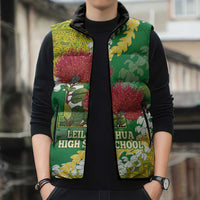Personalized Leilehua Hawaii High School Sleeveless Puffer Jacket Puakenikeni Lei Hawaiian Pattern - Polynesian Pride