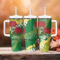 Personalized Leilehua Hawaii High School Tumbler With Handle Puakenikeni Lei Hawaiian Pattern - Polynesian Pride