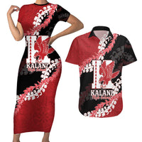 Personalized Kalani Hawaii High School Couples Matching Short Sleeve Bodycon Dress and Hawaiian Shirt Puakenikeni Lei Hawaiian Pattern LT14 Red - Polynesian Pride