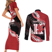 Personalized Kalani Hawaii High School Couples Matching Short Sleeve Bodycon Dress and Long Sleeve Button Shirt Puakenikeni Lei Hawaiian Pattern LT14 - Polynesian Pride