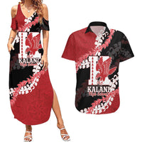 Personalized Kalani Hawaii High School Couples Matching Summer Maxi Dress and Hawaiian Shirt Puakenikeni Lei Hawaiian Pattern LT14 Red - Polynesian Pride