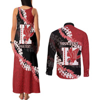 Personalized Kalani Hawaii High School Couples Matching Tank Maxi Dress and Long Sleeve Button Shirt Puakenikeni Lei Hawaiian Pattern - Polynesian Pride