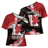 Personalized Kalani Hawaii High School Cross Shoulder Shirt Puakenikeni Lei Hawaiian Pattern - Polynesian Pride