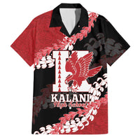 Personalized Kalani Hawaii High School Family Matching Off Shoulder Maxi Dress and Hawaiian Shirt Puakenikeni Lei Hawaiian Pattern LT14 Dad's Shirt - Short Sleeve Red - Polynesian Pride