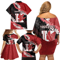 Personalized Kalani Hawaii High School Family Matching Off Shoulder Short Dress and Hawaiian Shirt Puakenikeni Lei Hawaiian Pattern - Polynesian Pride