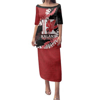 Personalized Kalani Hawaii High School Family Matching Puletasi and Hawaiian Shirt Puakenikeni Lei Hawaiian Pattern LT14 Mom's Dress Red - Polynesian Pride