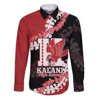 Personalized Kalani Hawaii High School Family Matching Tank Maxi Dress and Hawaiian Shirt Puakenikeni Lei Hawaiian Pattern LT14 Dad's Shirt - Long Sleeve Red - Polynesian Pride