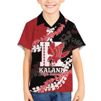 Personalized Kalani Hawaii High School Family Matching Tank Maxi Dress and Hawaiian Shirt Puakenikeni Lei Hawaiian Pattern LT14 Son's Shirt Red - Polynesian Pride