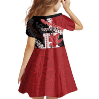 Personalized Kalani Hawaii High School Kid Short Sleeve Dress Puakenikeni Lei Hawaiian Pattern - Polynesian Pride