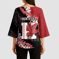 Personalized Kalani Hawaii High School Kimono Sleeve Blouse Puakenikeni Lei Hawaiian Pattern - Polynesian Pride