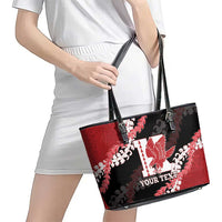Personalized Kalani Hawaii High School Leather Tote Bag Puakenikeni Lei Hawaiian Pattern - Polynesian Pride