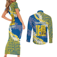 Personalized Kaiser Hawaii High School Couples Matching Short Sleeve Bodycon Dress and Long Sleeve Button Shirt Puakenikeni Lei Hawaiian Pattern - Polynesian Pride