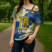 Personalized Kaiser Hawaii High School Cross Shoulder Shirt Puakenikeni Lei Hawaiian Pattern - Polynesian Pride