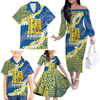 Personalized Kaiser Hawaii High School Family Matching Off The Shoulder Long Sleeve Dress and Hawaiian Shirt Puakenikeni Lei Hawaiian Pattern LT14 - Polynesian Pride