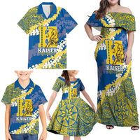 Personalized Kaiser Hawaii High School Family Matching Off Shoulder Maxi Dress and Hawaiian Shirt Puakenikeni Lei Hawaiian Pattern - Polynesian Pride