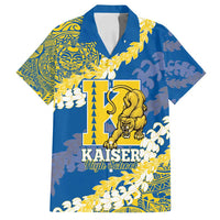 Personalized Kaiser Hawaii High School Family Matching Off Shoulder Short Dress and Hawaiian Shirt Puakenikeni Lei Hawaiian Pattern LT14 Dad's Shirt - Short Sleeve Blue - Polynesian Pride