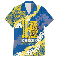 Personalized Kaiser Hawaii High School Family Matching Short Sleeve Bodycon Dress and Hawaiian Shirt Puakenikeni Lei Hawaiian Pattern LT14 Dad's Shirt - Short Sleeve Blue - Polynesian Pride