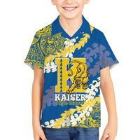 Personalized Kaiser Hawaii High School Family Matching Summer Maxi Dress and Hawaiian Shirt Puakenikeni Lei Hawaiian Pattern LT14 Son's Shirt Blue - Polynesian Pride
