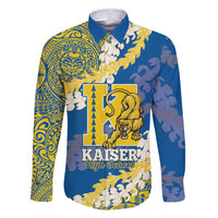 Personalized Kaiser Hawaii High School Family Matching Tank Maxi Dress and Hawaiian Shirt Puakenikeni Lei Hawaiian Pattern LT14 Dad's Shirt - Long Sleeve Blue - Polynesian Pride