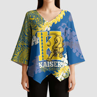 Personalized Kaiser Hawaii High School Kimono Sleeve Blouse Puakenikeni Lei Hawaiian Pattern LT14 - Polynesian Pride