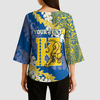 Personalized Kaiser Hawaii High School Kimono Sleeve Blouse Puakenikeni Lei Hawaiian Pattern LT14 - Polynesian Pride