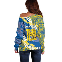 Personalized Kaiser Hawaii High School Off Shoulder Sweater Puakenikeni Lei Hawaiian Pattern - Polynesian Pride