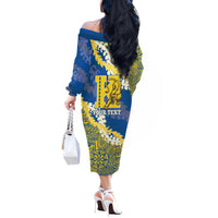 Personalized Kaiser Hawaii High School Off The Shoulder Long Sleeve Dress Puakenikeni Lei Hawaiian Pattern - Polynesian Pride