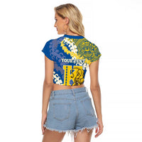 Personalized Kaiser Hawaii High School Raglan Cropped T Shirt Puakenikeni Lei Hawaiian Pattern LT14 - Polynesian Pride